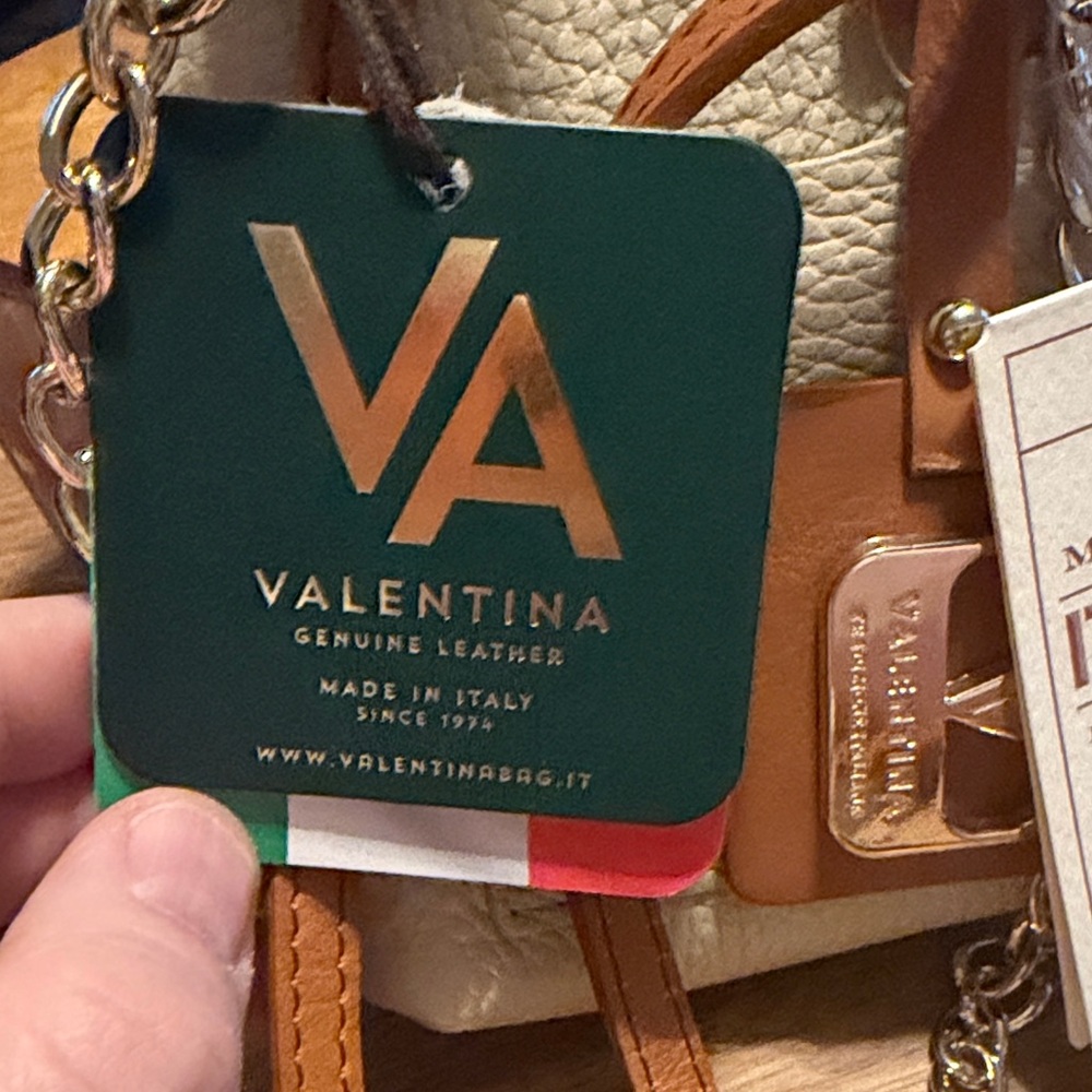 Valentina Cream and Tan Crossbody Bag - Picture 2 of 10